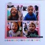 Scrapbook LO of children sticking out their tongues