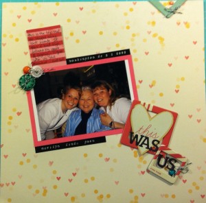 Scrapbook LO of my sister, mom and I in Washington DC