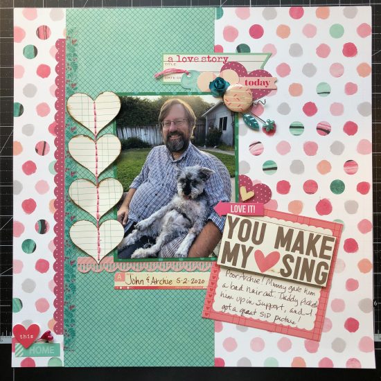 Scrapbook layout of my husband and dog Archie
