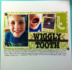 Scrapbook LO of Sean's Missing Tooth